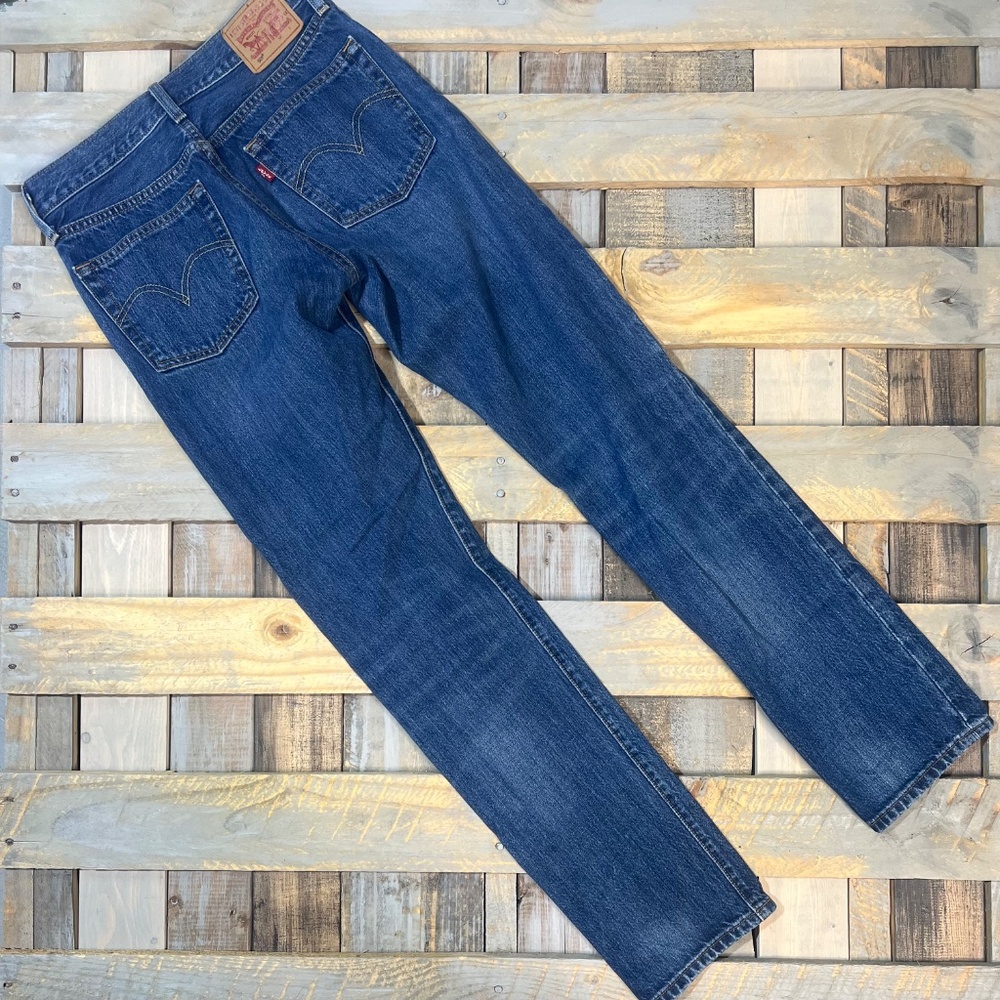 EUC [Levi's] Mid Rise Straight Leg Men's 501 Denim Blue Jeans 28X32 | Women's 6 - Picture 4 of 14